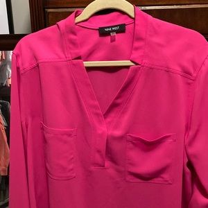 Nine West, size XL, long sleeve blouse, bright pink